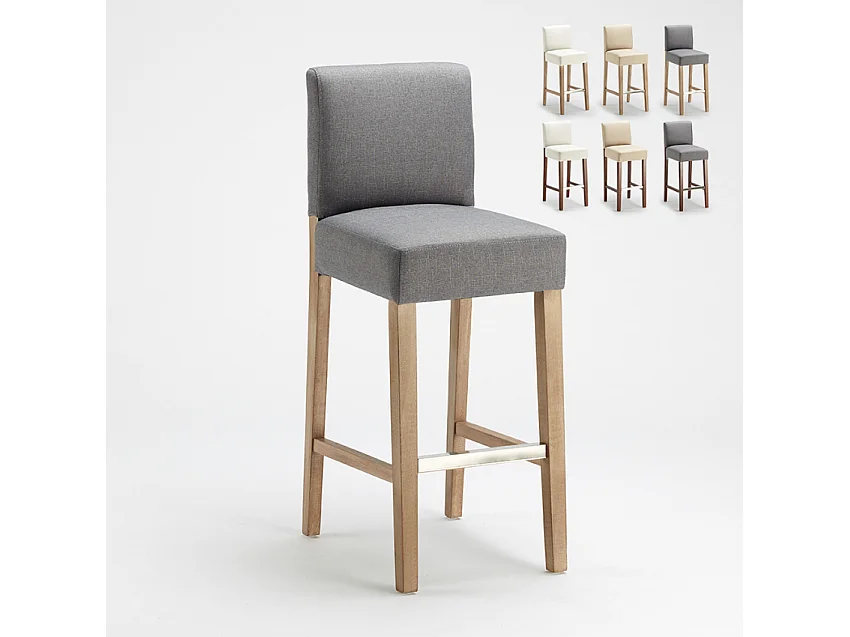 Barhocker Holzküche Design Hoch 74 cm Comfort XL - Shabby Grau
