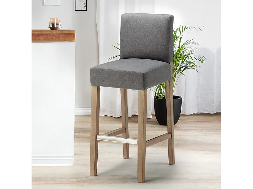 Barhocker Holzküche Design Hoch 74 cm Comfort XL - Shabby Grau