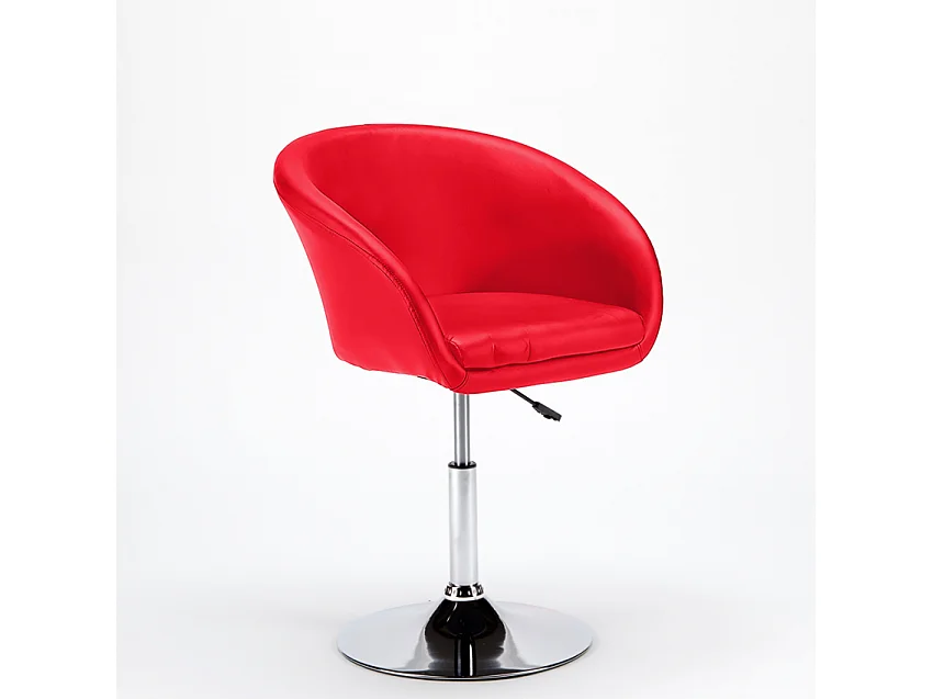 Sillón Taburete Giratorio Cuero Polipiel Diseño Moderno Austin - Rojo