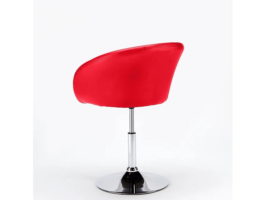 Sillón Taburete Giratorio Cuero Polipiel Diseño Moderno Austin - Rojo