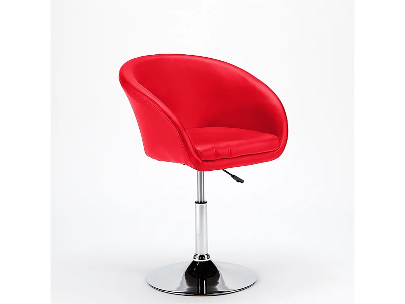 Sillón Taburete Giratorio Cuero Polipiel Diseño Moderno Austin - Rojo