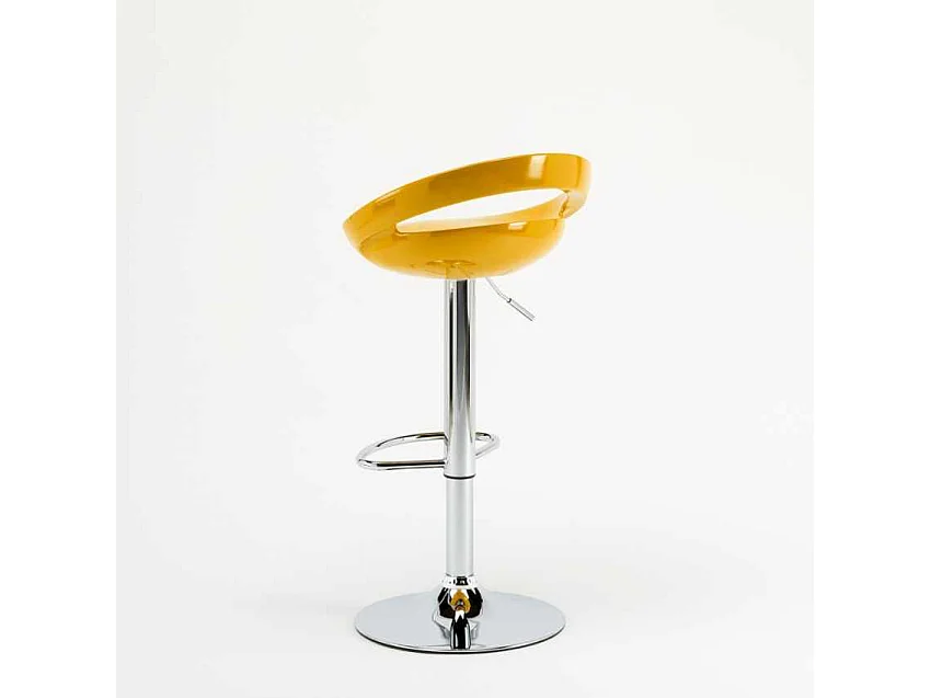 Taburete de bar para cocina alto giratorio fijo ajustable y con reposapiés modelo Hollywood - Amarillo