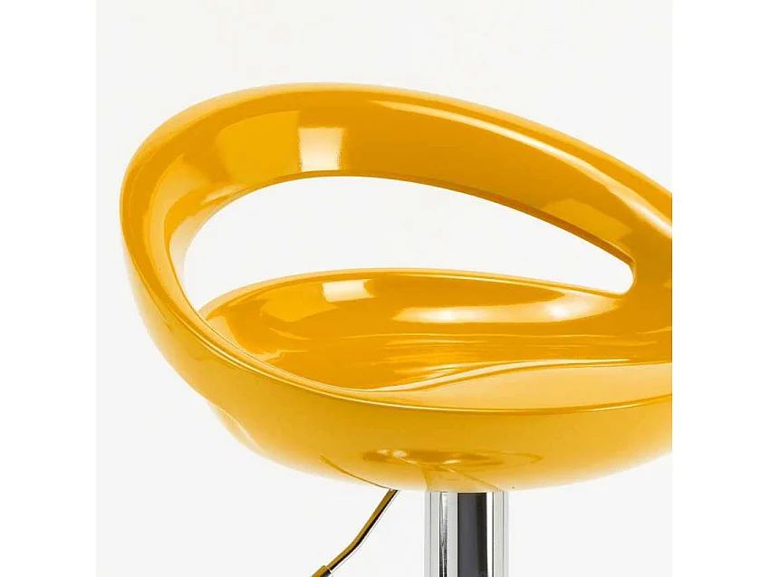 Taburete de bar para cocina alto giratorio fijo ajustable y con reposapiés modelo Hollywood - Amarillo