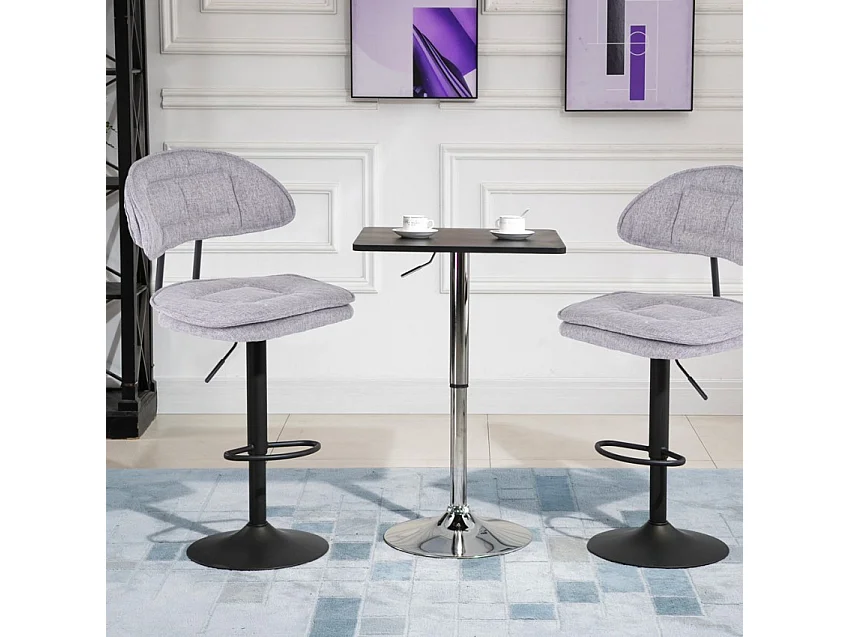 Taburete de bar de cocina ajustable moderno en tela tapizada Nashville. - Gris claro