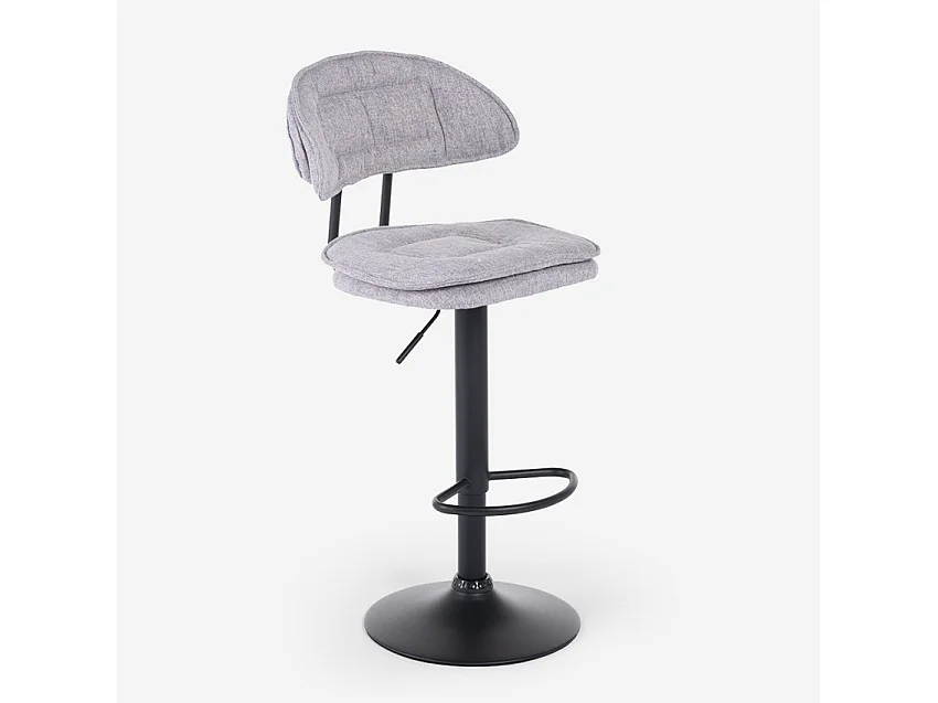 Taburete de bar de cocina ajustable moderno en tela tapizada Nashville. - Gris claro