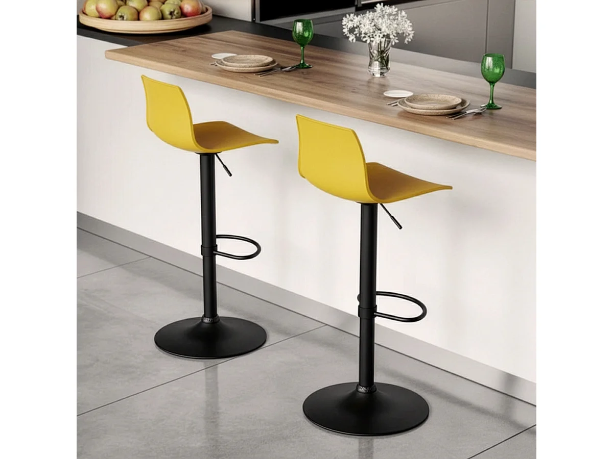 Design-Küchenbarhocker mit verstellbarem mattschwarzem Fuß Grand Soleil Imola Matt - Gelb