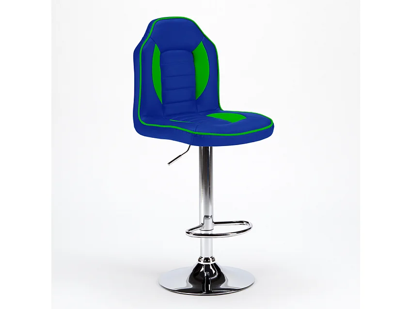 Taburete salas de juego y bar de cuero polipiel Diseño Racing - Azul Marino