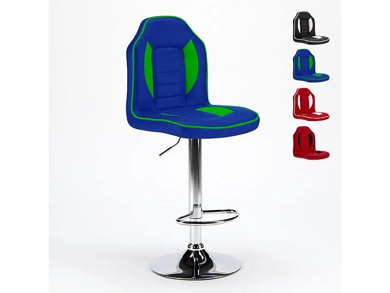 Racing Design Kunstlederhocker für Spielzimmer und Bars - Blau