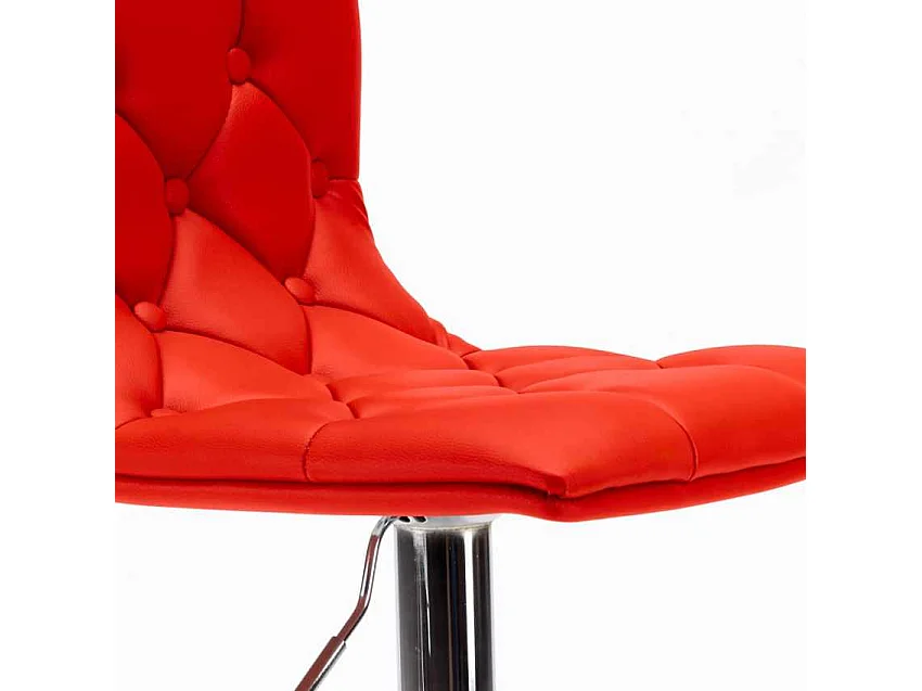 Taburete cocina y bar acolchado Chesterfield de cuero polipiel diseño Honolulu - Rojo