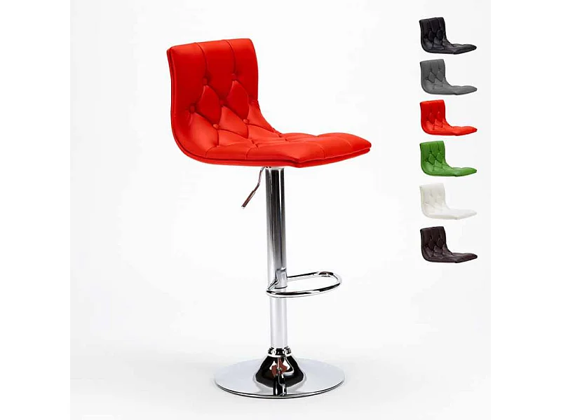 Taburete cocina y bar acolchado Chesterfield de cuero polipiel diseño Honolulu - Rojo
