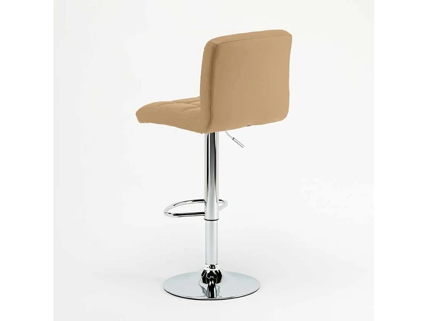 Fester, drehbarer und verstellbarer Bar- und Küchenhocker mit Rückenlehne und Fußstütze Atlanta - Beige