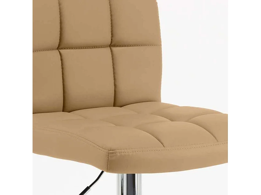 Fester, drehbarer und verstellbarer Bar- und Küchenhocker mit Rückenlehne und Fußstütze Atlanta - Beige