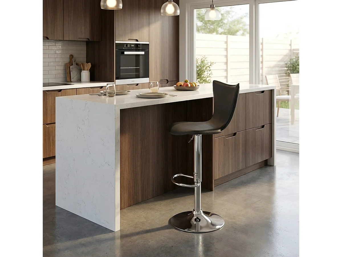 Taburete de bar cocina giratorio elegante diseño moderno ajustable Folks - Gris