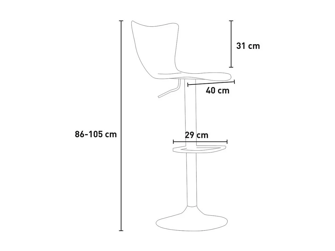 Taburete de bar cocina giratorio elegante diseño moderno ajustable Folks - Gris