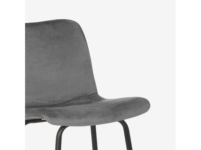 Taburete alto de bar cocina fijo terciopelo diseño moderno Dett - Gris Oscuro