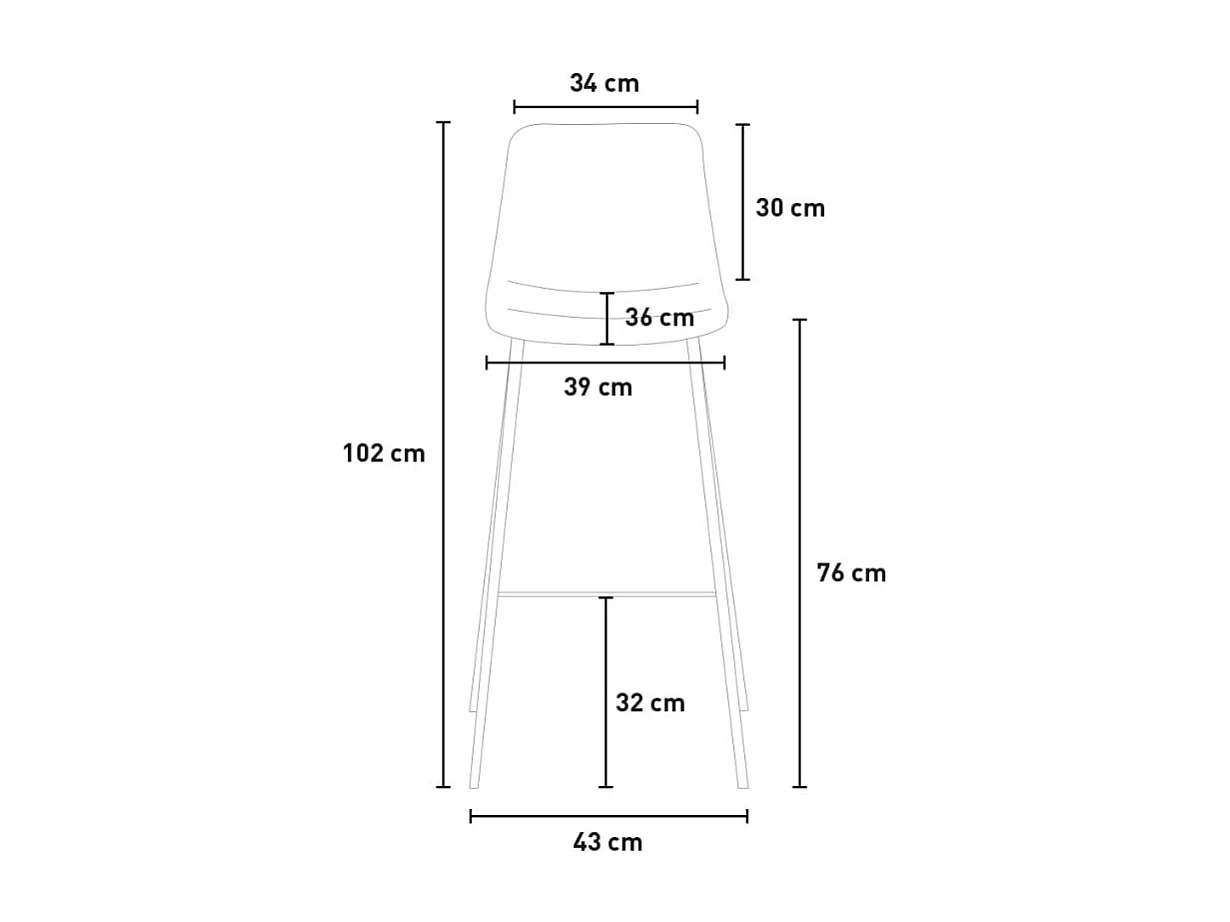 Taburete alto de bar cocina fijo terciopelo diseño moderno Dett - Gris Oscuro