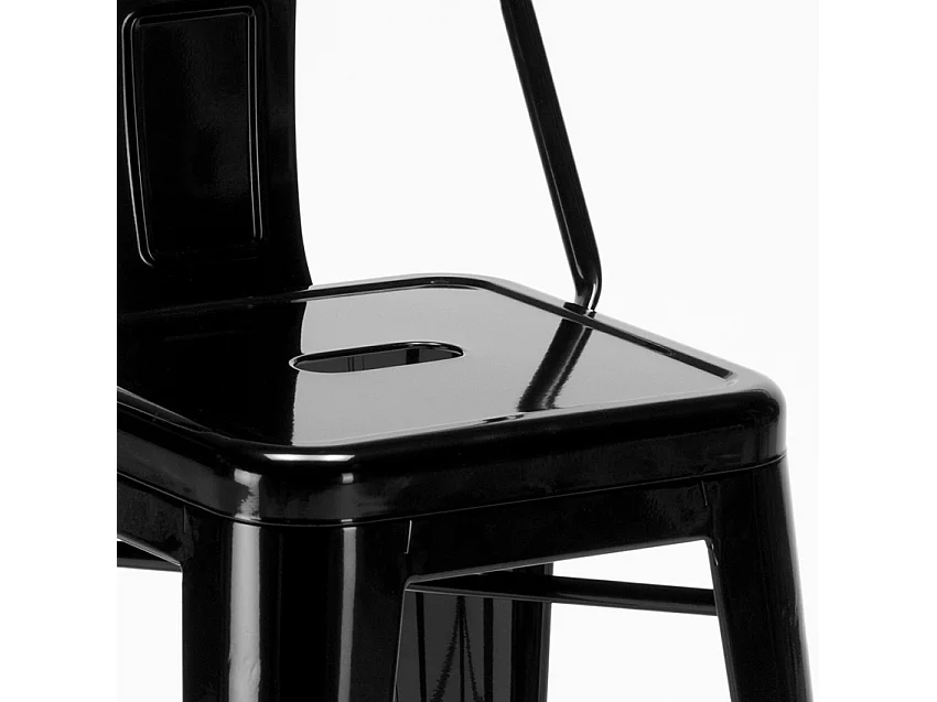 Barhocker im industrie stil aus metall mit rückenlehne Steel Top - Schwarz