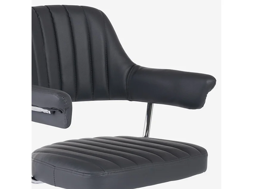 Taburete alto de cocina polipiel brazos regulables base cromada Tampa - Gris