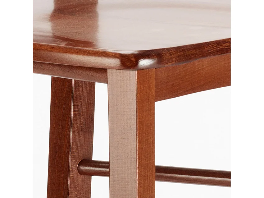 Sgabello alto in legno con schienale Munich per bar pub e cucina