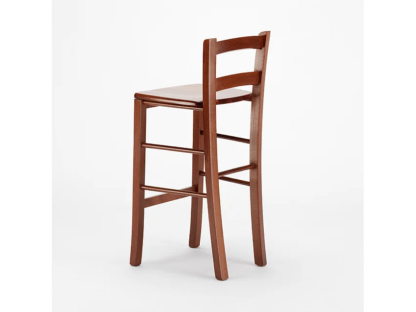 Taburete alto de madera con respaldo Munich para bar pub y cocina