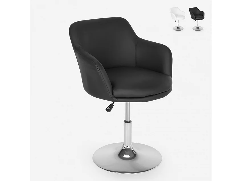 Taburete bar cocina giratoria butaca con reposabrazos regulables Ober - Negro