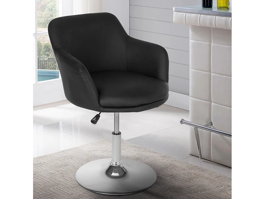 Taburete bar cocina giratoria butaca con reposabrazos regulables Ober - Negro