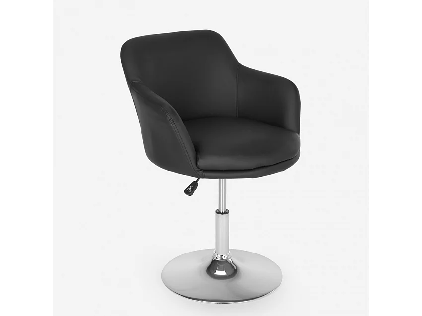 Taburete bar cocina giratoria butaca con reposabrazos regulables Ober - Negro