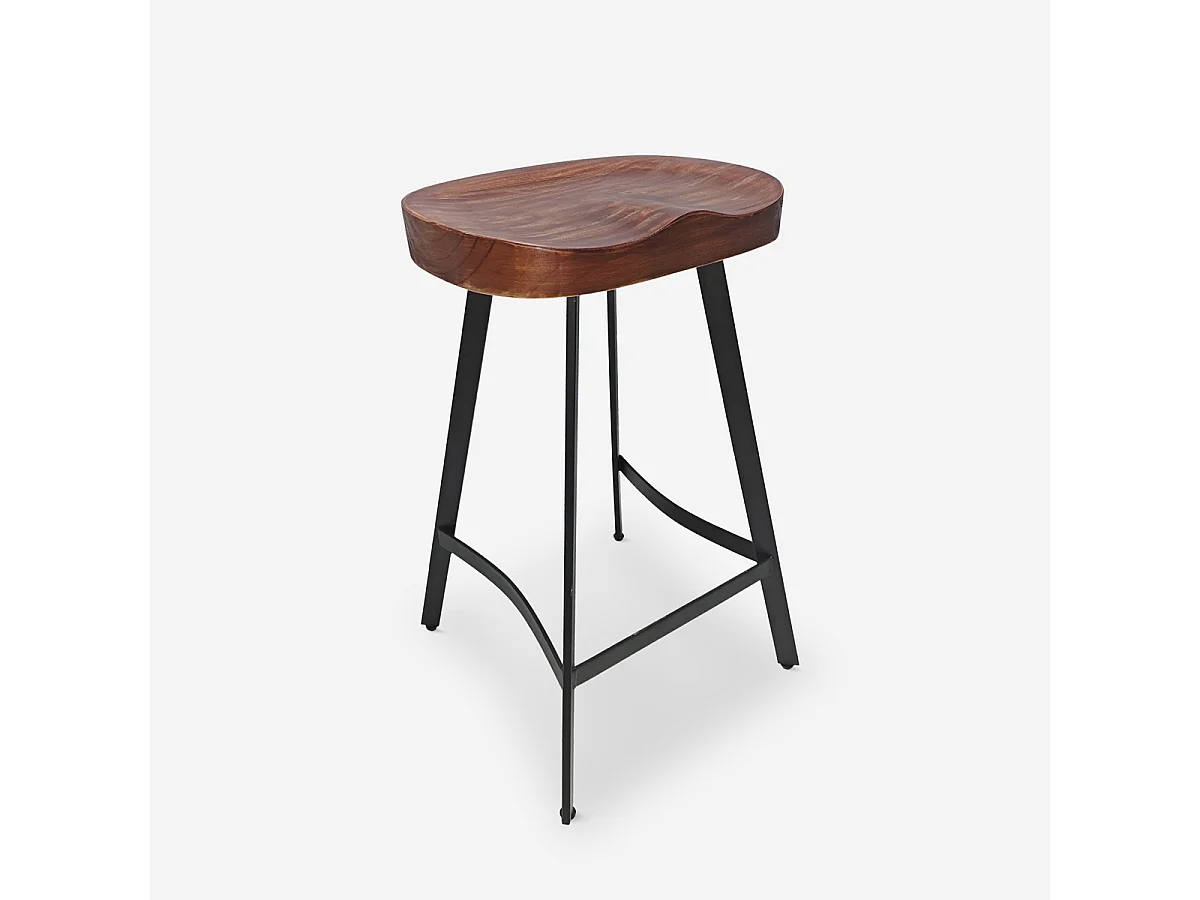 Hocker Industriell aus Holz und Metall für Küchen-Halbinsel Lumax