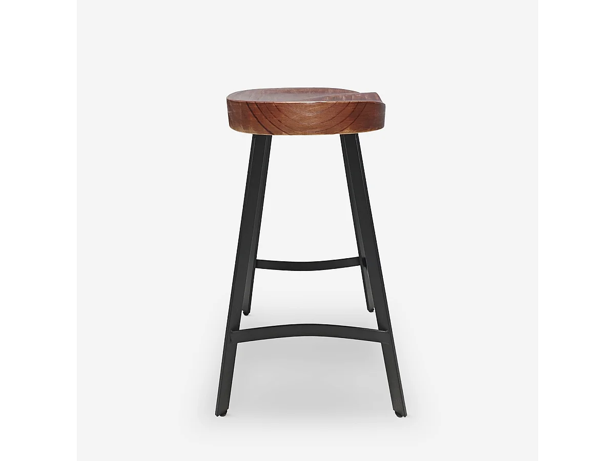 Hocker Industriell aus Holz und Metall für Küchen-Halbinsel Lumax