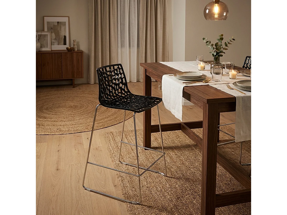 Tabouret de bar design Grand Soleil 64cm Mini Spider - Noir