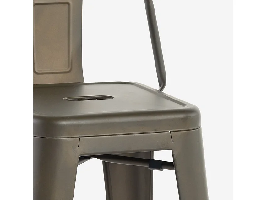 Barhocker im industrie stil aus metall mit rückenlehne Steel Top - Bronze