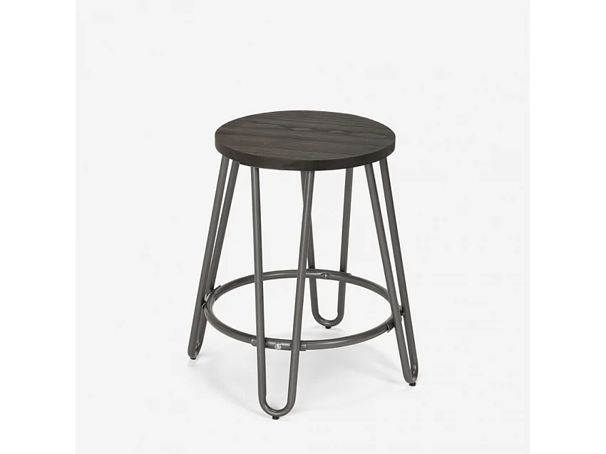 Taburete de madera de metal de diseño industrial para bares, restaurantes, cocinas Carbon One - Gris Oscuro