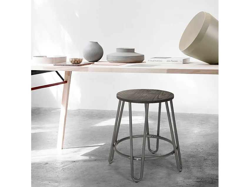 Tabouret de bars et restaurants au design industriel en métal Carbon One - Gris foncé