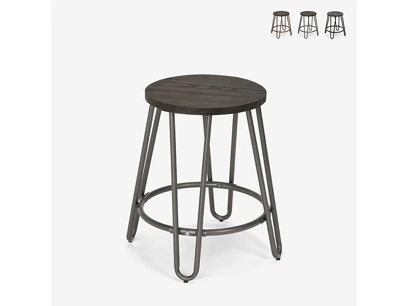 Hocker Metall Holz Industrielles Design Bars Restaurants Küche Carbon One - Dunkel Grau