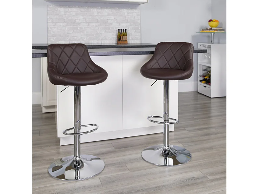 Großer fester schwenkbarer verstellbarer Küchenbarhocker mit Rückenlehne Philadelphia - Braun