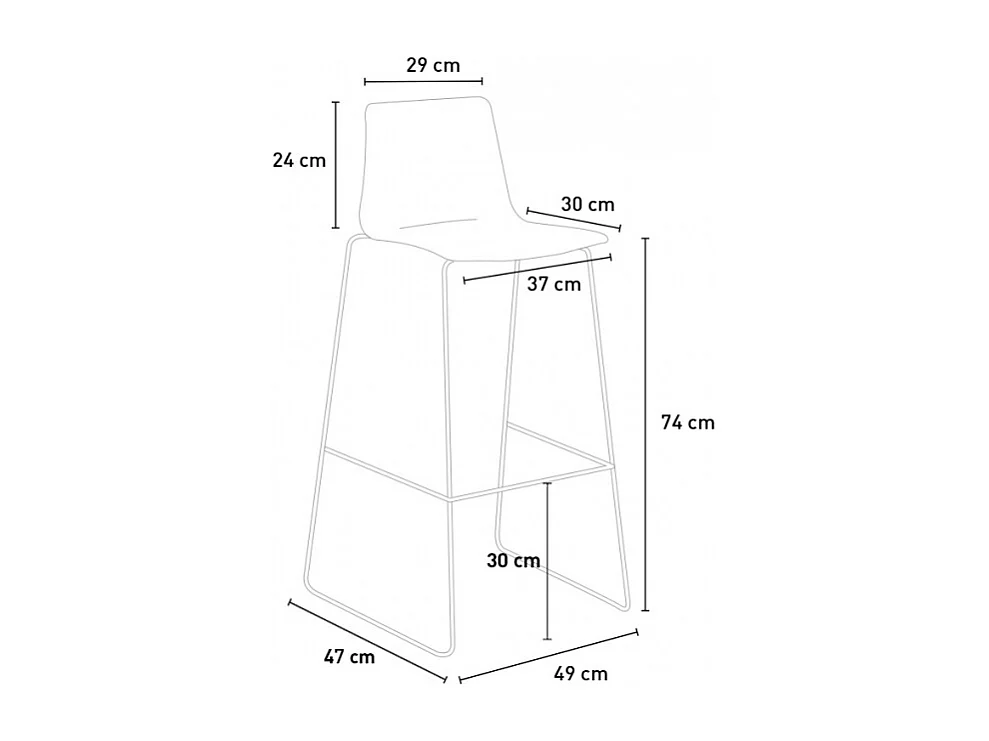 Grand Soleil Küchenbarhocker 74 cm Design Imola Slitta - Schwarz