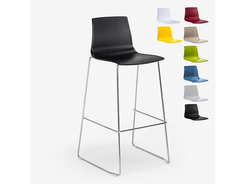 Taburete de Cocina Grand Soleil Design 74 cm Imola Slitta Cromado - Negro