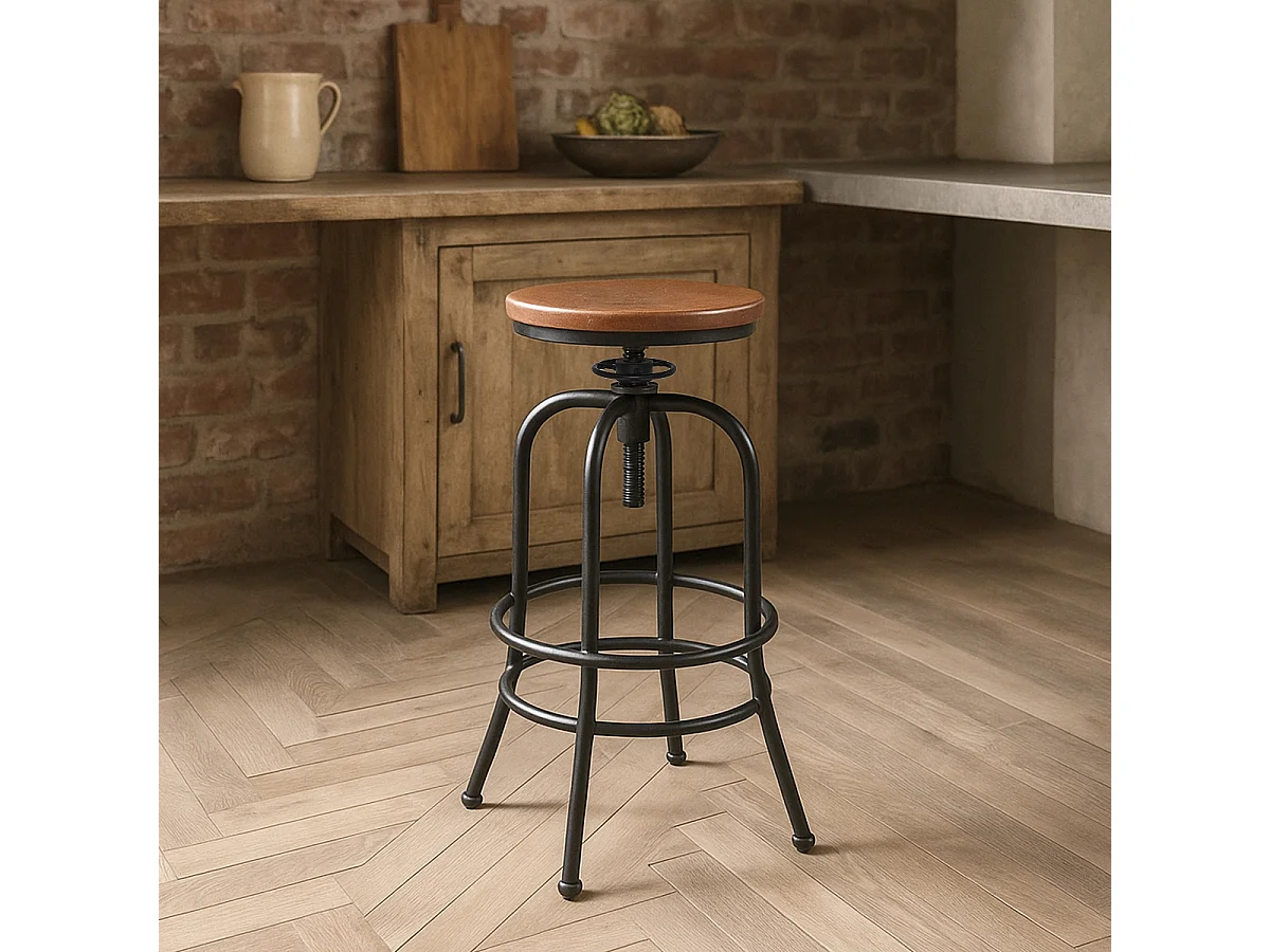 Barhocker verstellbar im Vintage-Stil mit Fußstütze Klom