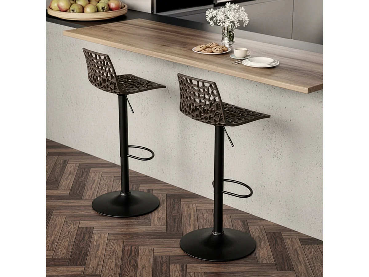 Verstellbarer Barhocker mit mattschwarzer Basis Grand Soleil Spider Matt - Braun