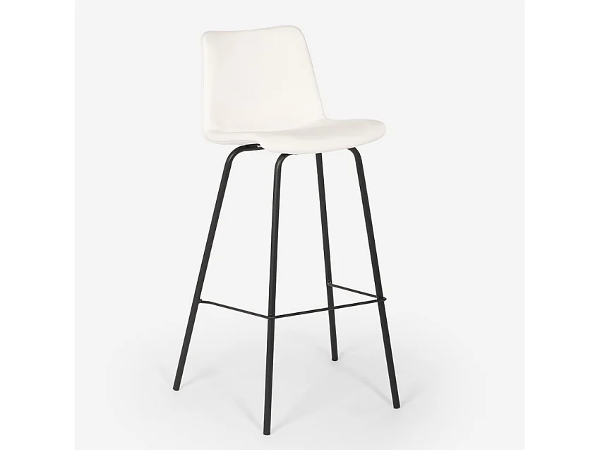 Taburete alto de bar cocina fijo terciopelo diseño moderno Dett - Blanco