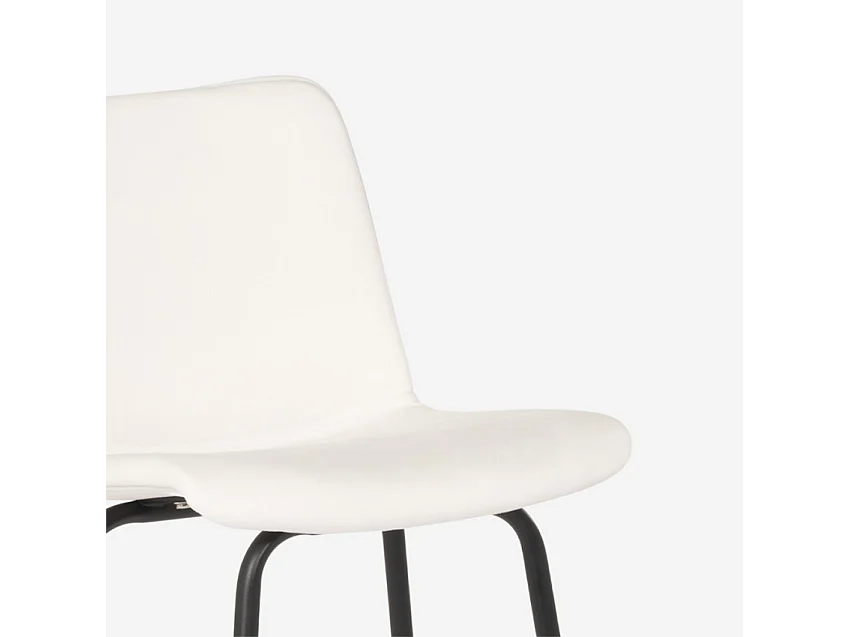 Taburete alto de bar cocina fijo terciopelo diseño moderno Dett - Blanco