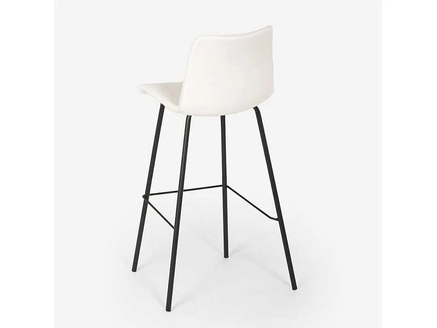 Taburete alto de bar cocina fijo terciopelo diseño moderno Dett - Blanco