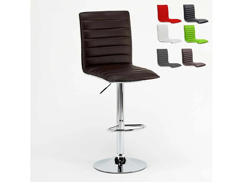 Taburete de bar cocina alto fijo giratorio ajustable con respaldo Detroit - Marrón