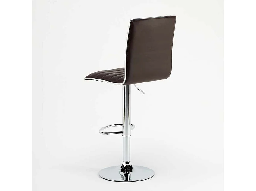 Taburete de bar cocina alto fijo giratorio ajustable con respaldo Detroit - Marrón