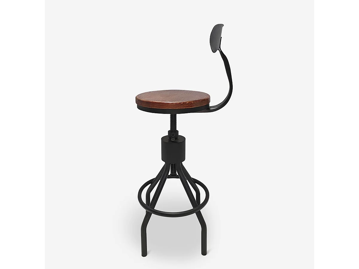 Hocker im Vintage-Stil verstellbar für Bar & Küche mit Rückenlehne Junt