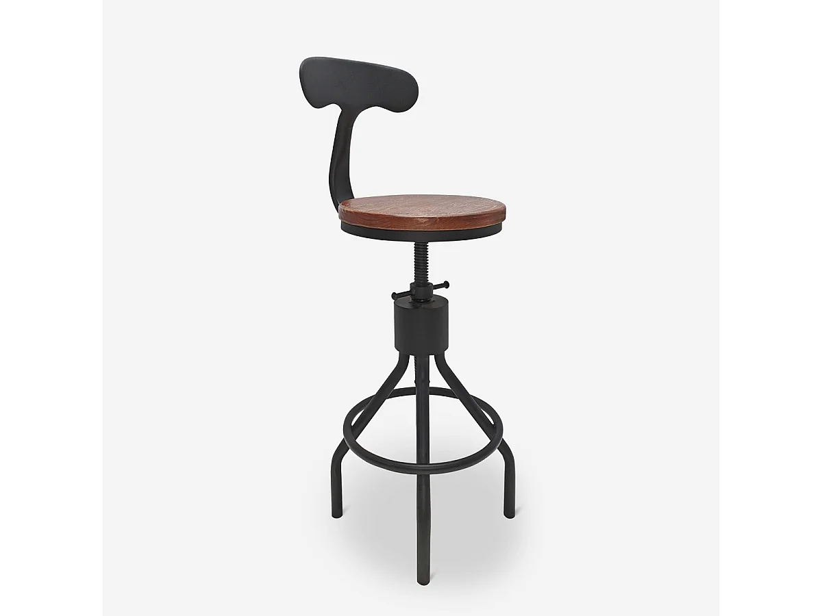 Sgabello Da Bar LOKKHAN In Stile Americano Vintage - Design Idrante, Regolabile In Altezza (61-72 Cm), Girevole, In Metallo E Legno, Capacità 150 Kg