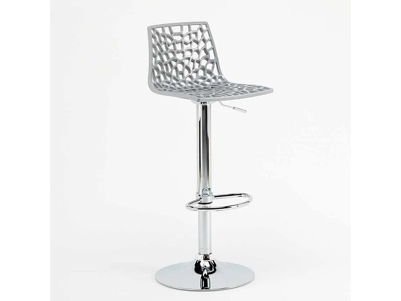 Barhocker mit Fußstütze Hoch Drehbar Höhenverstellbar für Küche Bar Grand Soleil Spider - Grau