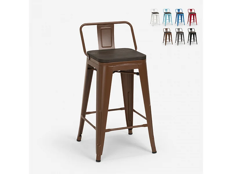 hoher hocker industriedesign barhocker aus metall und holz im stil für bar oder küche steel wood top - Braun