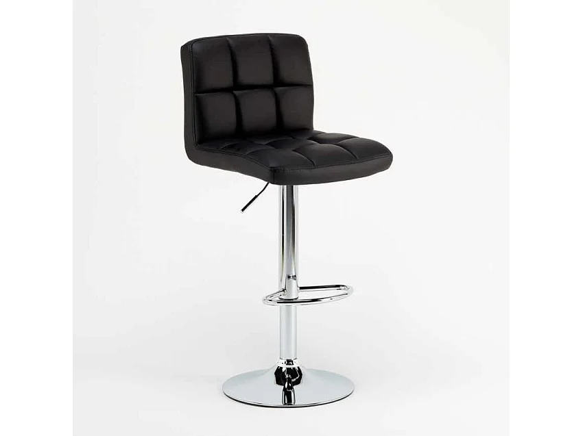 Taburete de cocina y bar alto giratorio ajustable con respaldo Atlanta - Negro