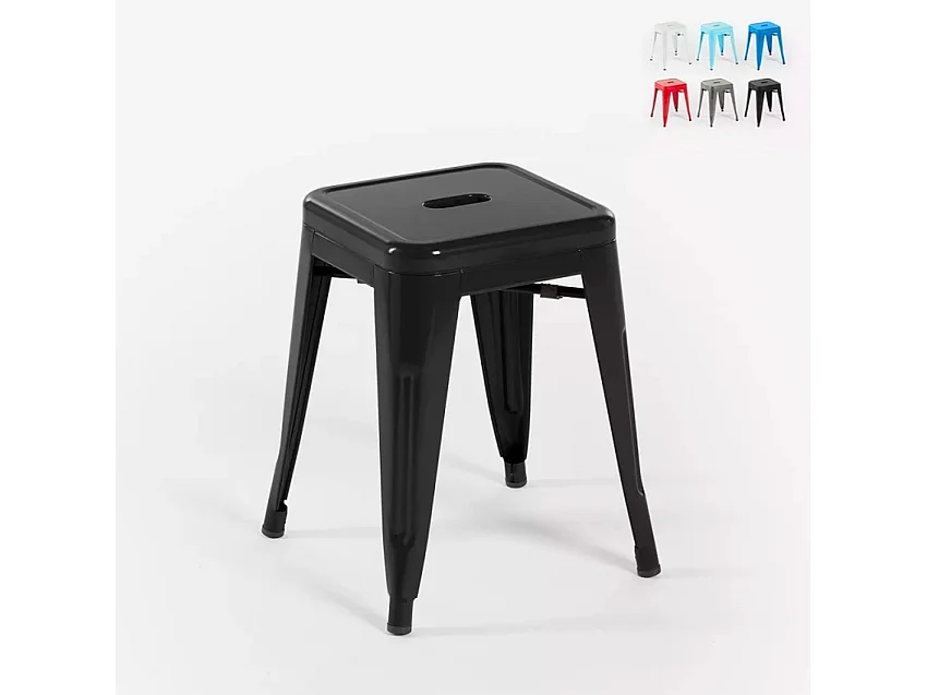 taburete de bar cocina metal estilo industrial steel rocket - Negro